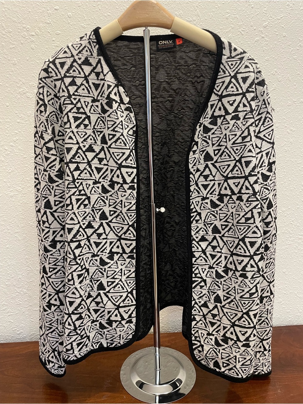 ONLY Black & White Marled Knit Top with Orange Size Tag